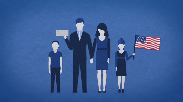 Family with American Flag