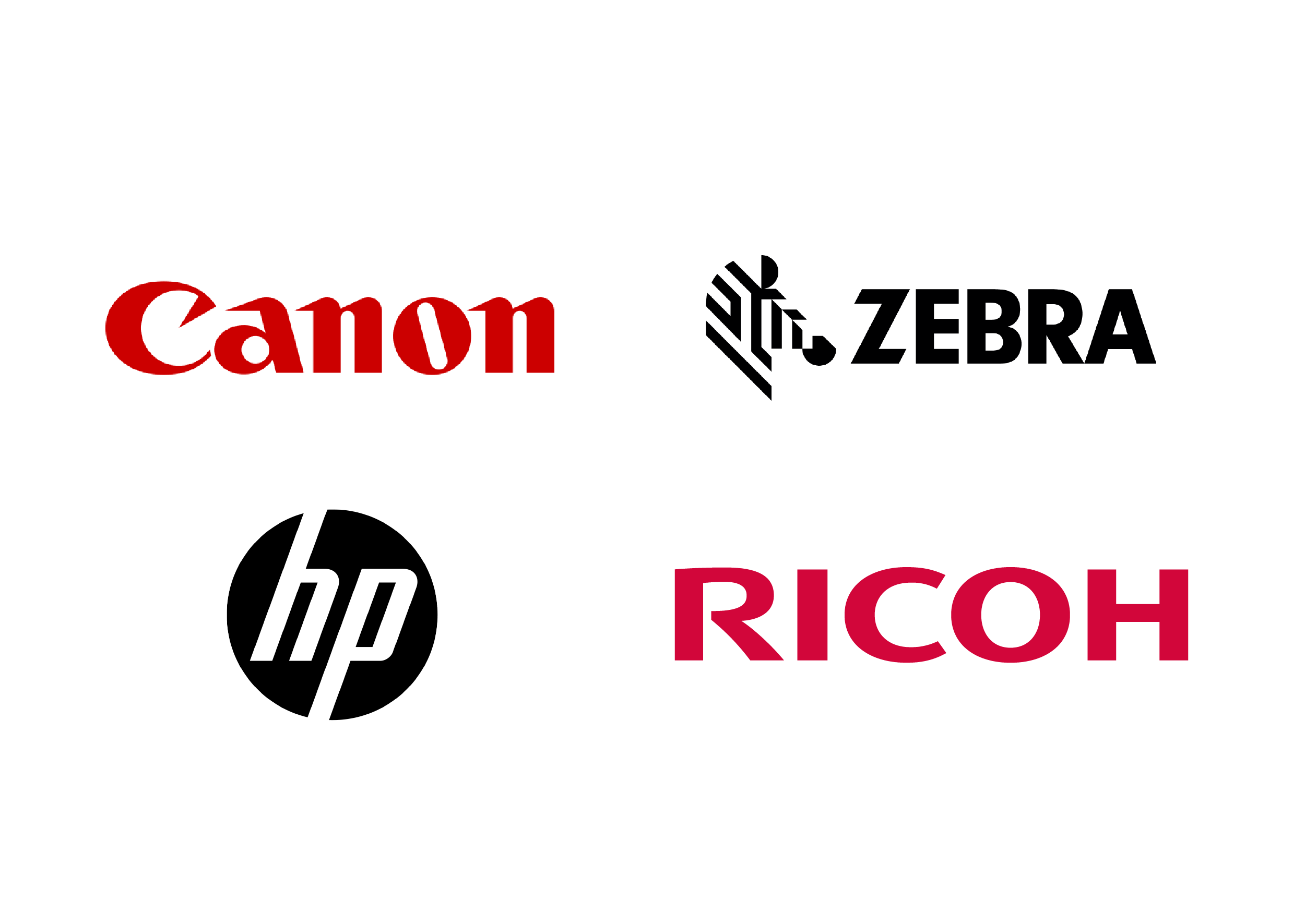 canon, zebra, hp, ricoh