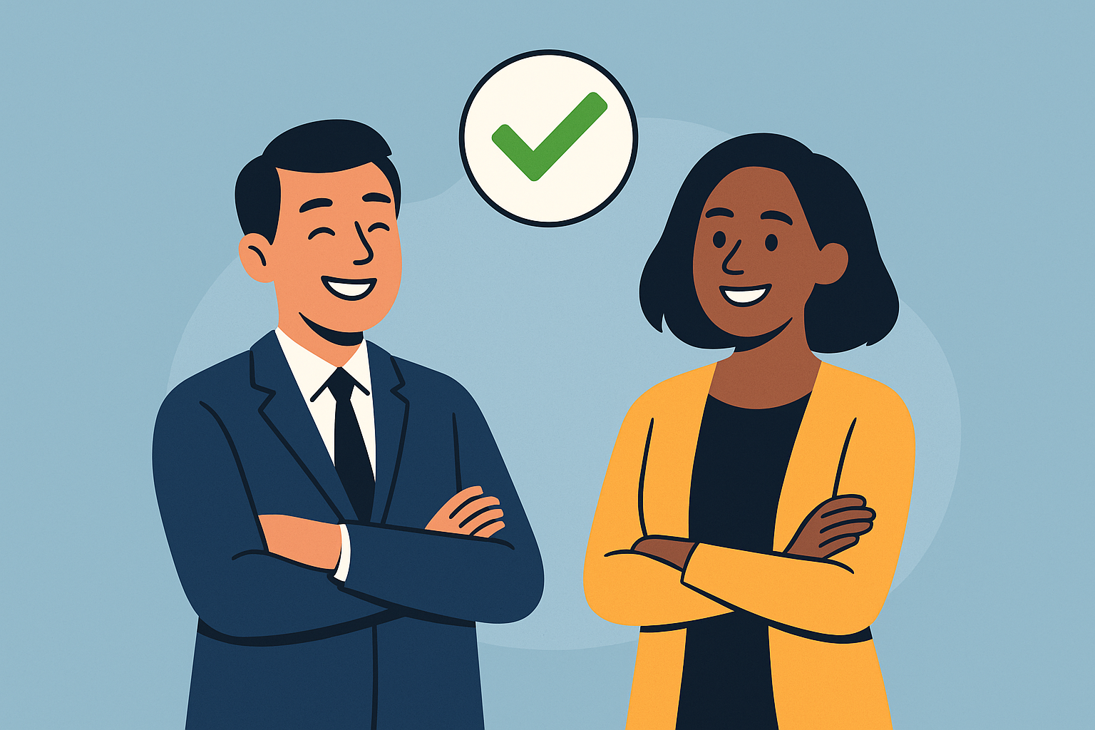 Happy business workers smiling