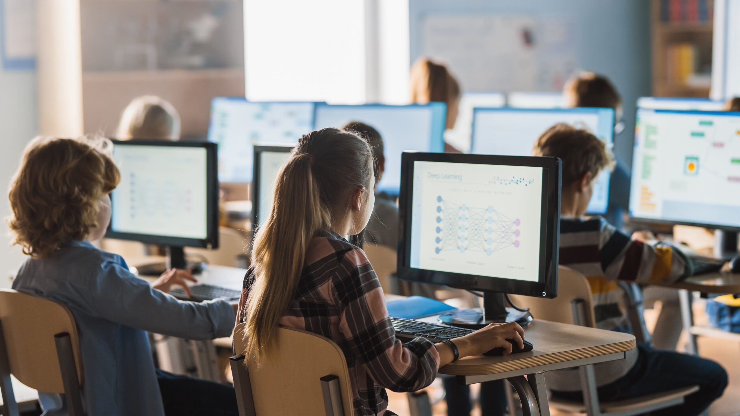 Elementary School Science Classroom: Teacher Educates Smart young students