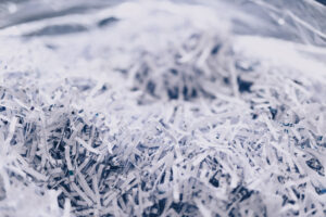 bag of shredded documents, close-up shot