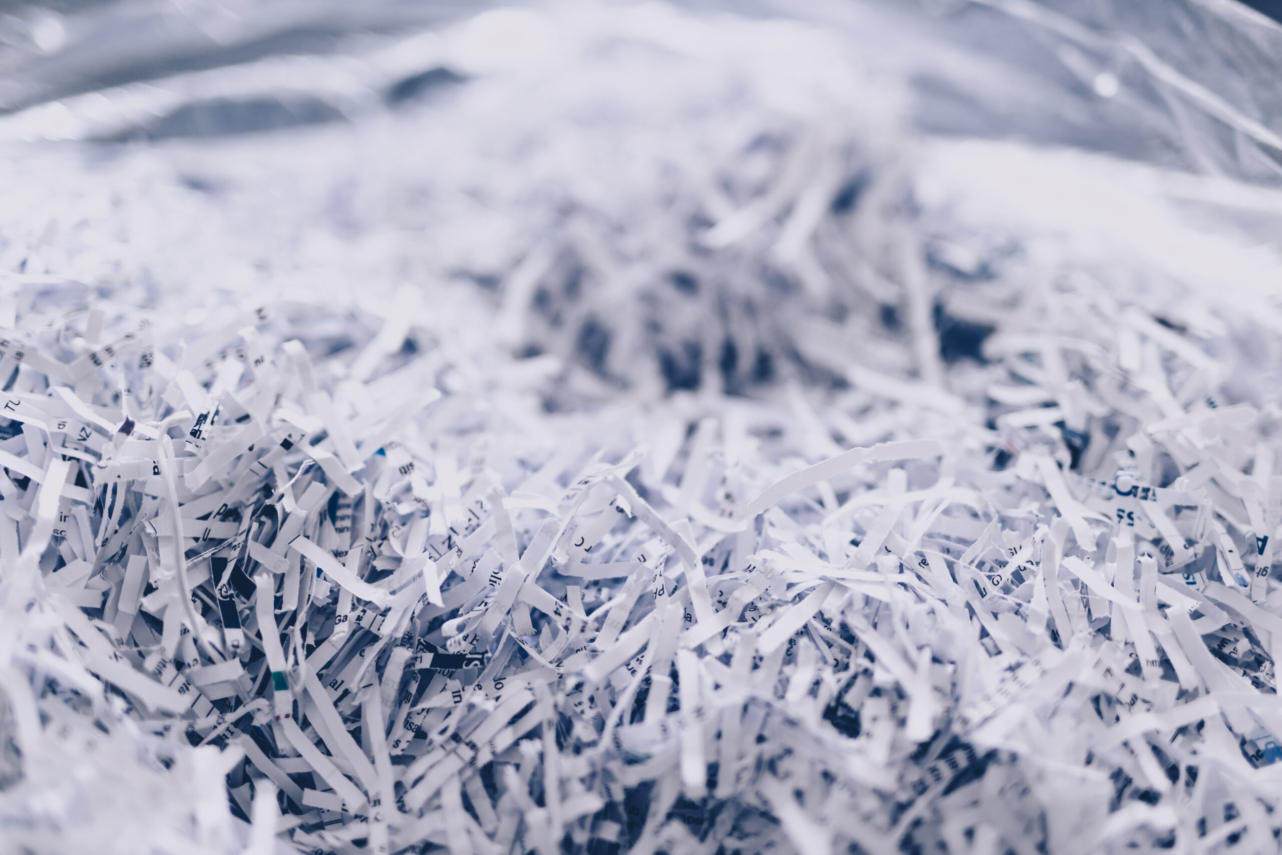 bag of shredded documents, close-up shot