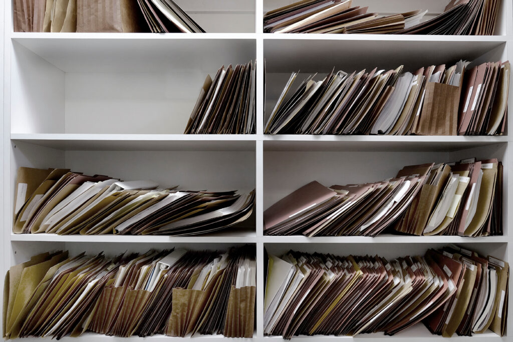Business files and folders for shredding purge