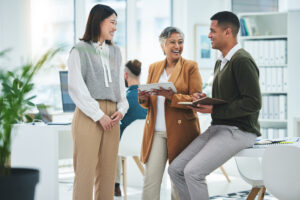 business people using technology for workflow automation and document solutions