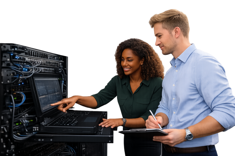 managed IT team working on servers