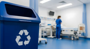 Blue medical waste bin for medical waste compliance in hospitals
