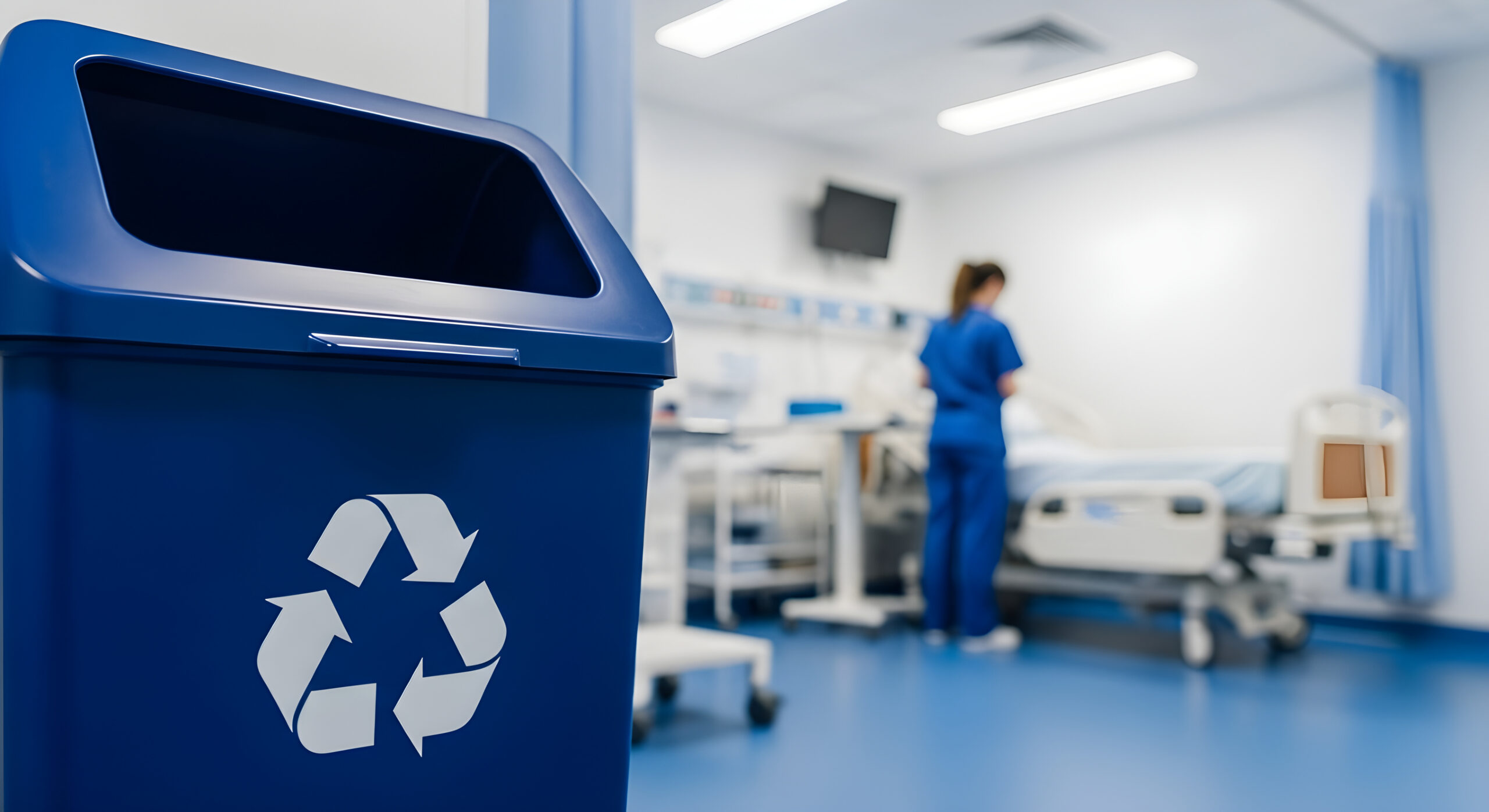 Blue medical waste bin for medical waste compliance in hospitals