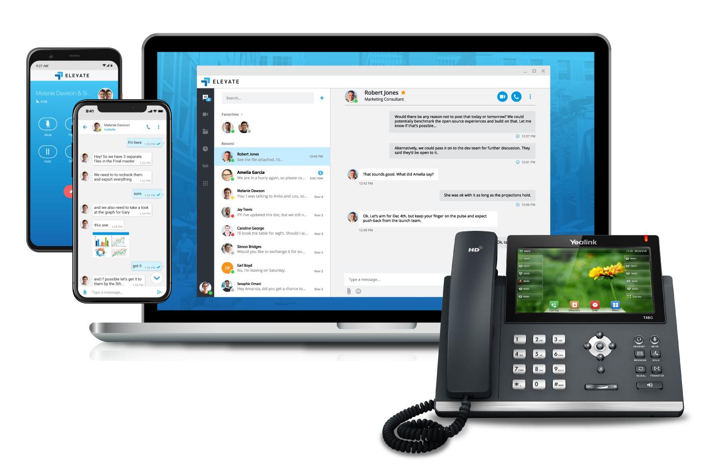 Elevate VoIP phones and communication devices.